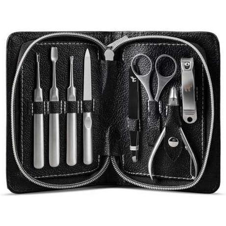 image:imagePete amp Pedro Mens 8Piece Stainless Steel Professional Manicure Set For Men amp Women  Nail Clippers File Cuticle Care Scissors  Leather Travel Case Pedicure Grooming Kit  As Seen on Shark Tanka 8Piece Stainless Steel Manicure Set