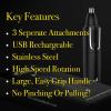 Pete & Pedro Nose & Ear Hair Trimmer – Clipper Has 3 Attachments for Nose/Ear, Eyebrows Trimming, & Facial Hair Detailing | Men & Women, Stainless Steel, Wet/Dry, USB | As Seen on Shark Tank