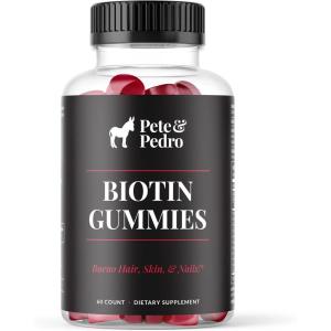 Pete & Pedro BIOTIN Gummies for Hair, Skin & Nails Growth for Women & Men |Hair Grow Supplement for Stronger Skin, & Nails | Cherry Biotin Gummy 5000mcg Per Serving | Seen on Shark Tank, 60 Count