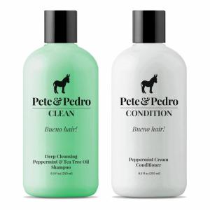 Pete & Pedro CLEAN & CONDITION SET, Tea Tree Oil Shampoo & Peppermint Cream Conditioner Haircare Kit | Deep Cleansing & Conditioning, Dandruff Repair For Men & Women | Seen on Shark Tank, 8.5 oz Each(a) Clean Shampoo & Peppermint Condition Set)