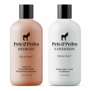 Pete & Pedro CLEAN & CONDITION SET, Tea Tree Oil Shampoo & Peppermint Cream Conditioner Haircare Kit | Deep Cleansing & Conditioning, Dandruff Repair For Men & Women | Seen on Shark Tank, 8.5 oz Each(d) Hydrate Shampoo & Peppermint Condition Set)