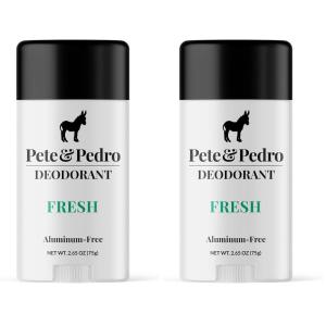 Pete & Pedro FRESH NATURAL DEODORANT | Natural, Aluminum-Free Deodorant – Eucalyptus & Spearmint Scent For Men & Women | Odor-Control, Sweat Protection | Paraben Free, Vegan | Shark Tank 2.65 oz.(2.65 Ounce (Pack of 2))
