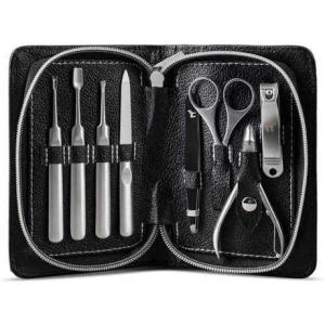 Pete & Pedro Men’s 8-Piece Stainless Steel Professional Manicure Set For Men & Women | Nail Clippers, File, Cuticle Care, Scissors | Leather Travel Case, Pedicure, Grooming Kit | As Seen on Shark Tank(a) 8-Piece Stainless Steel Manicure Set)